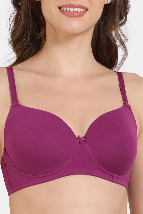 Zivame Beautiful Basics Padded Non Wired 3/4th Coverage T-Shirt Bra - Raspberry Radiance — image 5